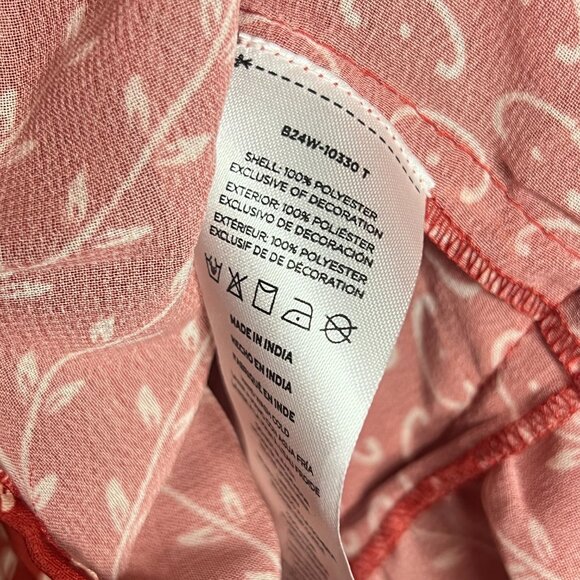 Bohera Floral Peasant Blouse Sheer Long Sleeve Ruffle Hem Tassel Tie Top XL - Picture 8 of 10